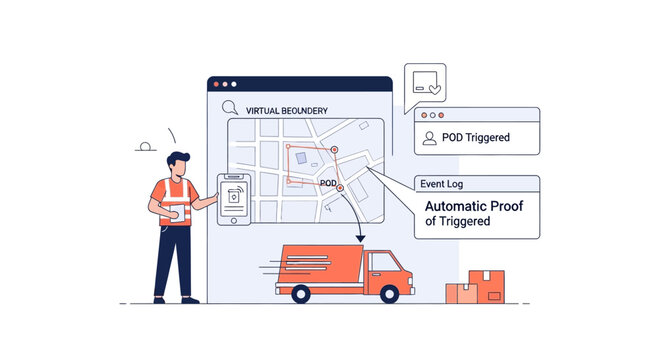 Delivery driver tracking map app, proof of delivery, logistics, real-time tracking