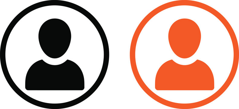 Black and orange user profile icon set for web and mobile application interface Vector