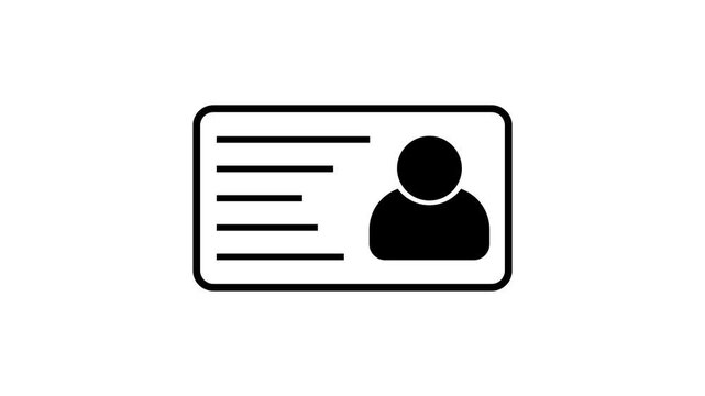 Id card animation. Profile verify icon motion graphics. Animated personal information icon. NID card verify. Driver's license verified 4k video.
