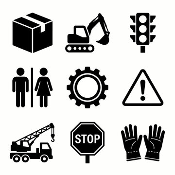 Black icons of industrial objects 6.