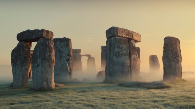 Ancient Stones at Dawn with Mist