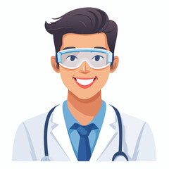 Fototapeta premium Smiling Scientist Wearing Safety Goggles and Lab Coat