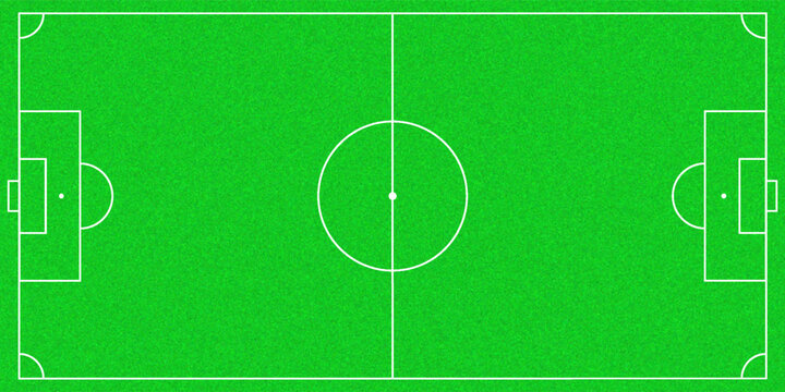 Football fields top view. Soccer grass fields with chalk lines. Green grass field background. Vector Football - Soccer Field. Scheme and marking of the football field, soccer field.