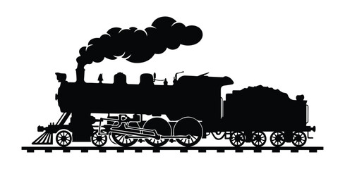 Train Engine Shape Icon Silhouette Vector black design on a white background © NexaVectors