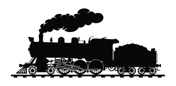 Train Engine Shape Icon Silhouette Vector black design on a white background