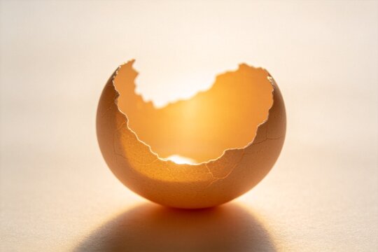 Broken egg shell with light inside