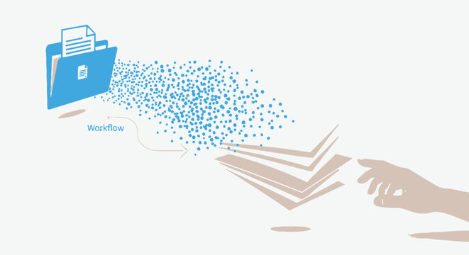 Abstract particle wave forming dynamic motion, digital data flow concept for technology, big data visualization and modern futuristic background designs