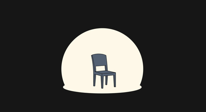 Empty chair silhouette under spotlight with minimal background, leadership and focus concept for opportunity, isolation and decision making themes