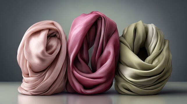 Luxurious Silk Scarves in Soft Pastel Colors on Elegant Display for Fashion and Accessory Shoots