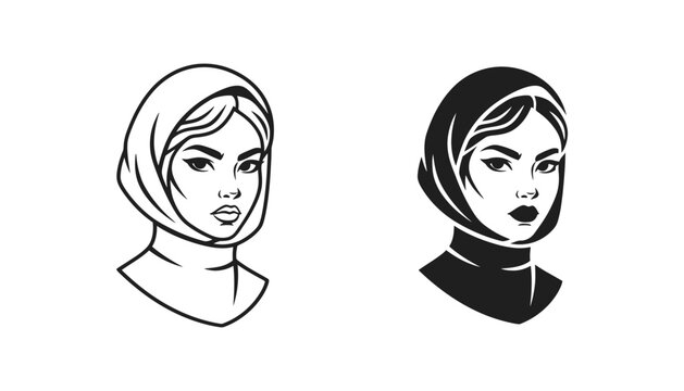 Beautiful woman wearing a hijab headscarf for fashion and cultural identity portrait vector illustration
