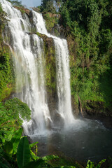 Fototapeta premium Tad Gneuang waterfall frontal view Champasak Laos