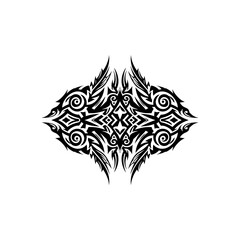 Fototapeta premium Abstract Tribal Tattoo Design - Black Ink Symmetric Pattern on White Background