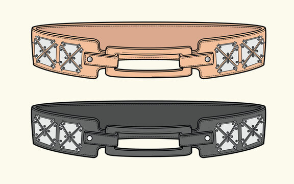 Bracelet technical flat drawing vector mockup illustration.
