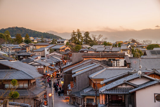 Gion,The district was built to accommodate the needs of travellers and visitors to the shrine.It eventually evolved to become one of the most exclusive and well-known geisha districts in all of Japan