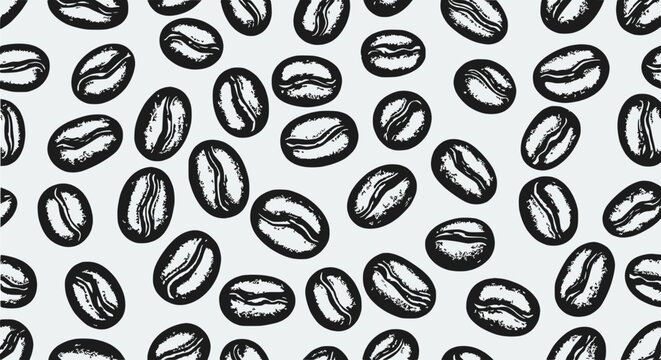 Hand Drawn Coffee Beans Pattern Background