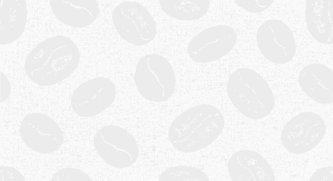Seamless Pattern of Coffee Beans on Textured White Background