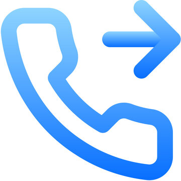 Sleek blue gradient phone call forwarding sign for mobile redirection and contact status ui