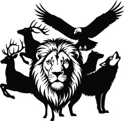 Fototapeta premium Lion Silhouette Animals Wildlife