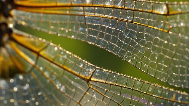 Extreme close up of a dragonfly wing showing intricate vein structure