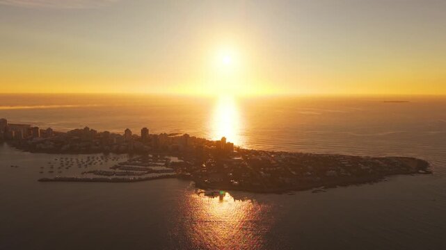 Sunrise and city skyline of Punta del Este Uruguay