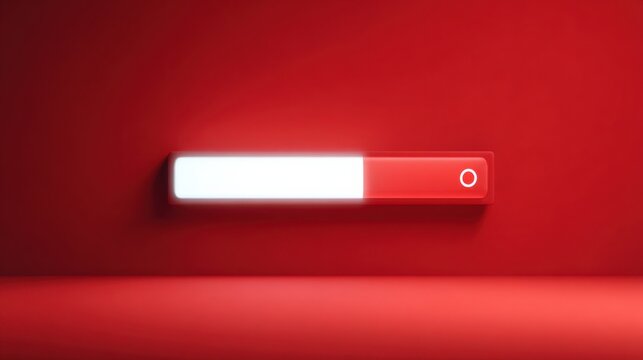 Progress bar with a red background, showing the process is almost done. The illuminated bar indicates ongoing advancement