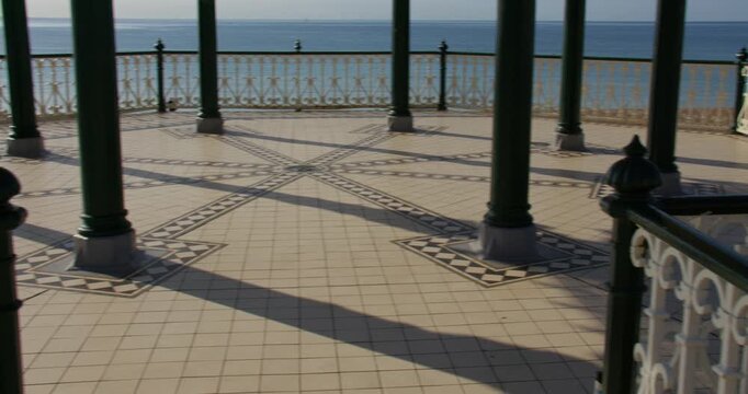 Panning shot of the Brighton Beach Bandstand