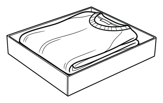 Folded sweater or tshirt neatly packed inside an open rectangular box for storage or gifting