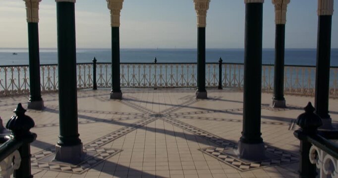 Tilting up shot of the Brighton Beach Bandstand
