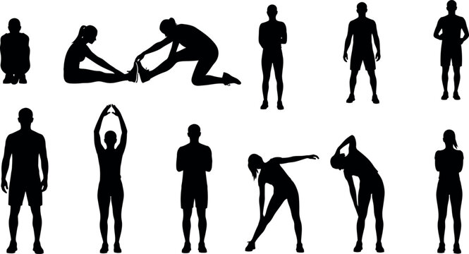 yoga poses sequence workout routine fitness exercise flat design vector illustration