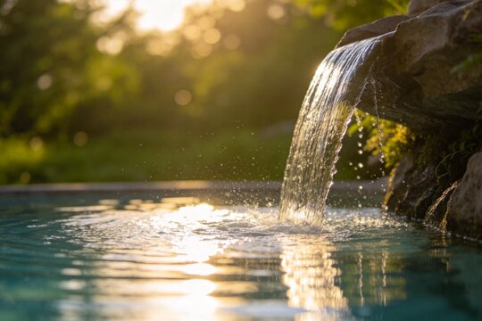 Rock waterfall into pool
