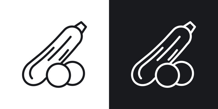 Zucchini icons set in black and white stroke lines