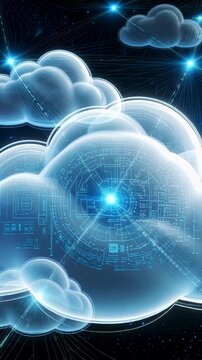 futuristic data cloud network with glowing nodes and digital connections in deep space