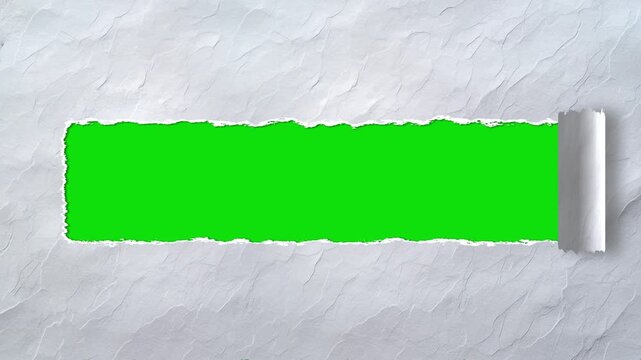 Rough Torn Paper Split Reveal Animation on Green Screen Ripped Edge Transition Effect paper being torn to reveal Clean simple, minimal style. reveal titles or headlines. Emphatic, artistic themes.