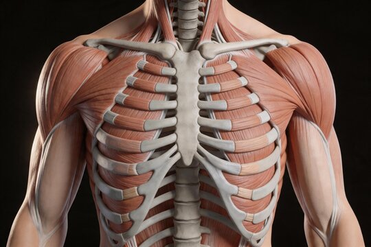 Human chest muscle and skeletal structure