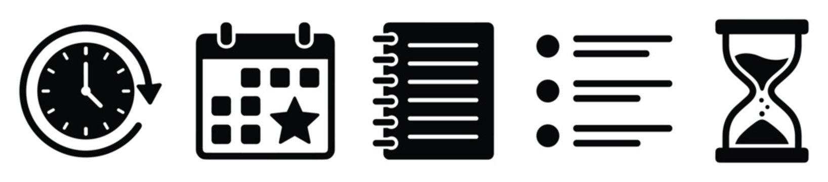 Essential icons for time management, scheduling, and task organization to enhance productivity effectively