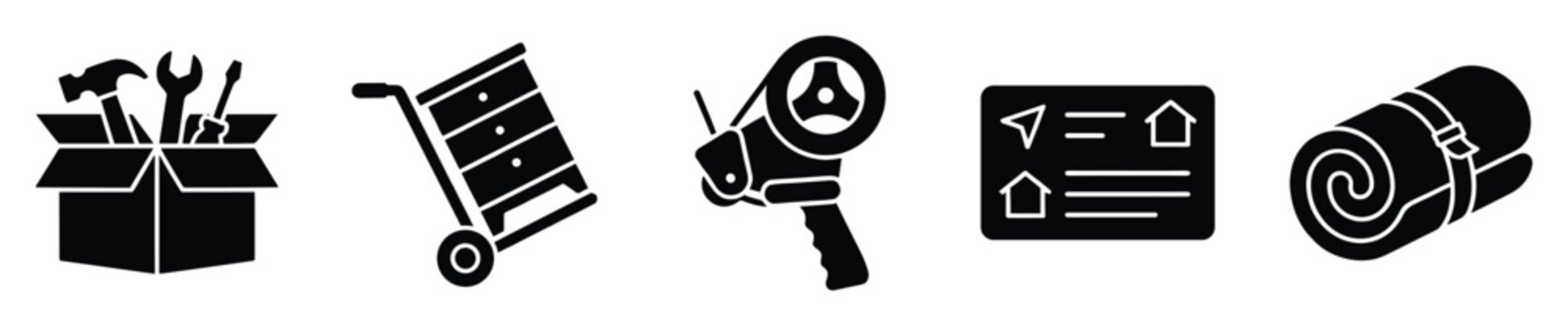 Essential icons for home moving, packing, and relocation services visuals