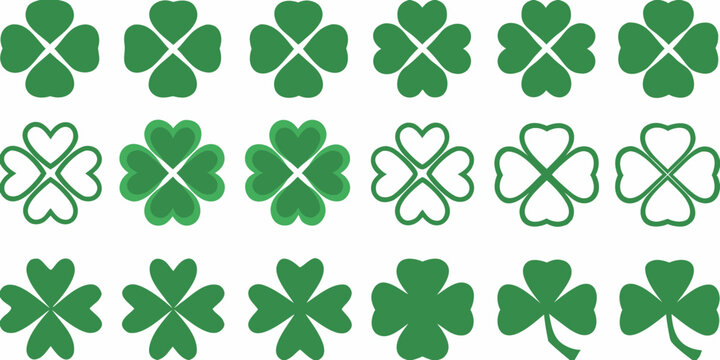green clover pattern on white background stylized vector illustration