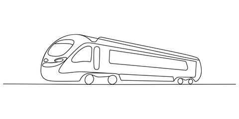 Obraz premium Modern train drawing in one continuous line style