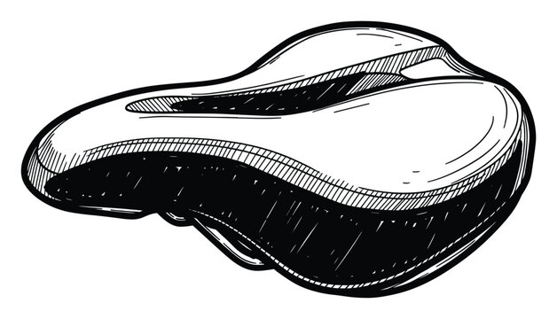 Hand drawn vintage style bicycle saddle for cycling enthusiasts and outdoor activity designs