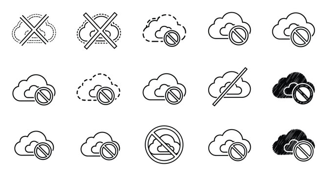 Cloud icons signifying restricted access, unavailable data, or network connection issues