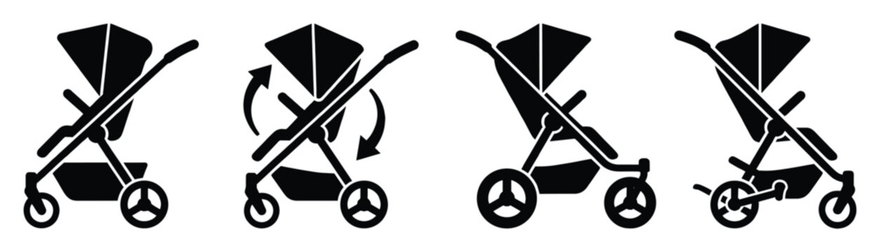 Modern baby stroller and pram adaptable design silhouettes for parenting product advertisements