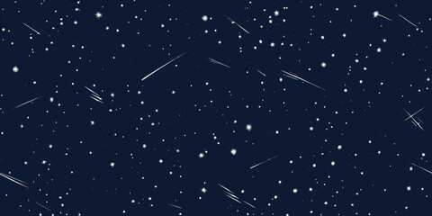 seamless pattern of stars and shooting stars against a deep blue night sky high quality © Dibyendu