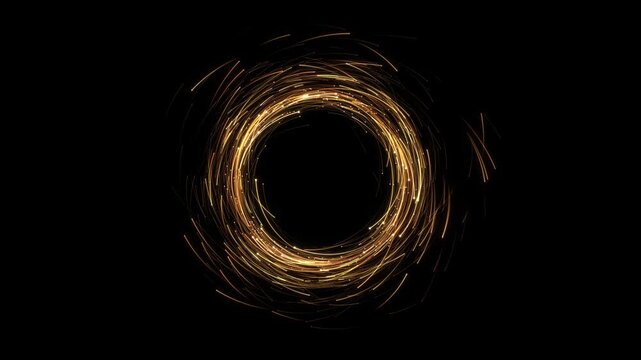 Golden glitter light circle tail, sparkling shine glow oval wave. Gold glittering magic shimmer trail, light sparks background sparkling light shine. glittering ring, magic light sparks bokeh effect