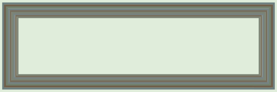 Visual effect created by jade green, brown, tan and off-white rectangles getting progressively smaller