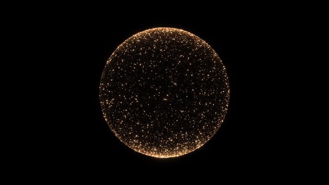 Abstract orb and sparkling light particles mesmerizing golden orb of light and shimmering particles expanding and rotating. Ideal for luxury, spiritual, or powerful themes
