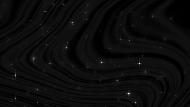 Black silk wave background flowing folds, star sparkles, soft dark texture, and luxury cinematic mood. premium videos, wedding titles, gala intros, fashion promos, award screens, and graceful overlays