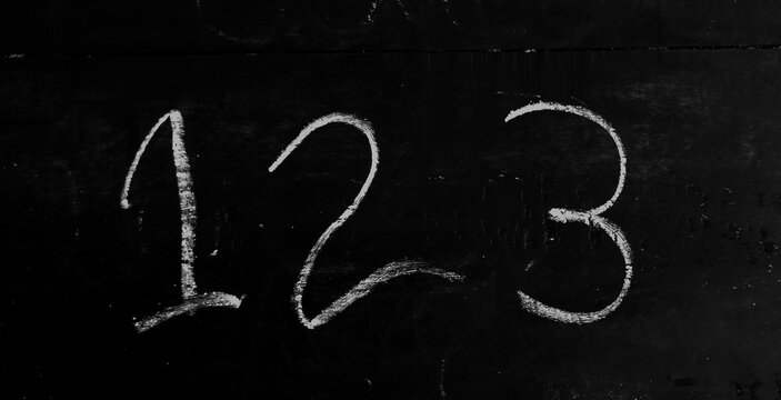 Blackboard with the numbers 123 written on it