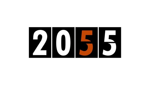 New Year 2055 start concept. Calendar pages turn in the wind and the new year icon animation.