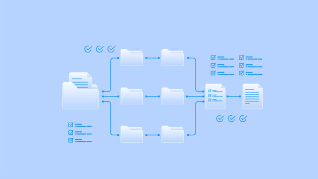 Document management workflow system with folder structure, automation file processing system and task checklist integration.