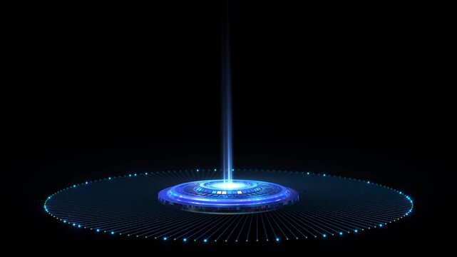 Digital shockwave, Blue digital technology shockwave.4K explosion shockwave effect and diverging waves on transparent background. Glowing shockwave particles. Alpha channel. Overlay template.